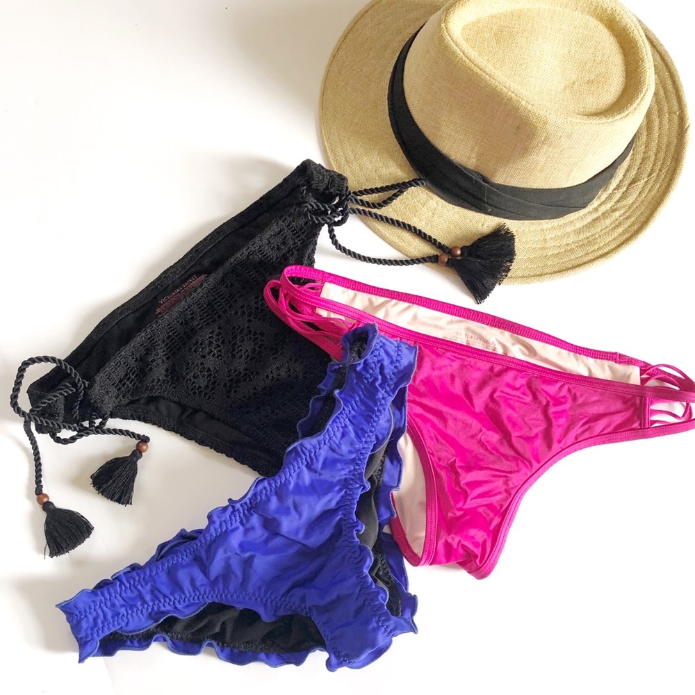 Swimsuit bottom bundle Victoria Secret blue pink